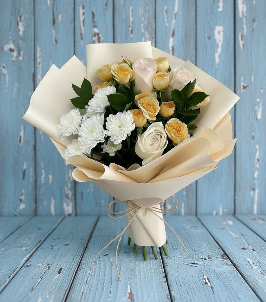 Букет цветов из: Розы и Хризантемы в Курумоч