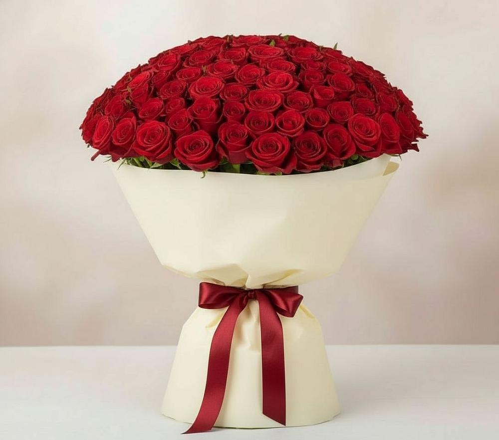 Букет 101 Красная роза Милано в Курумоч