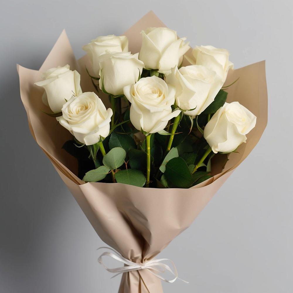 Букет 9 Белых роз Эдлесс Лав в Курумоч