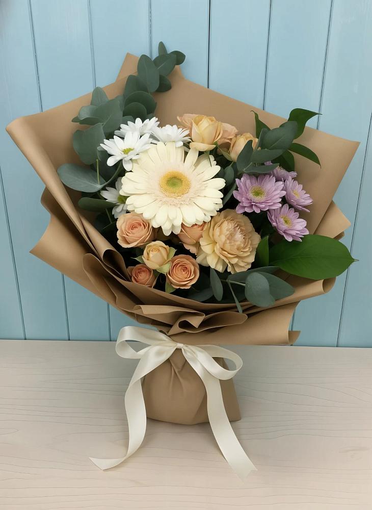 Букет цветов из: Герберы и Хризантемы в Курумоч