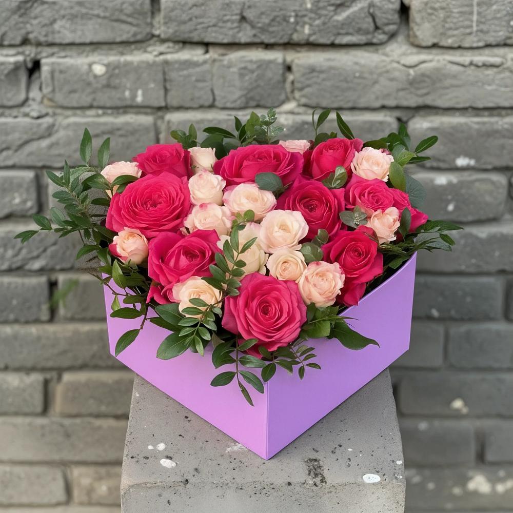 Цветочная композиция из Розы в коробке в Курумоч