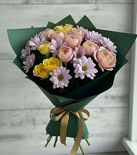 Букет цветов из:  Хризантемы и Розы в Курумоч