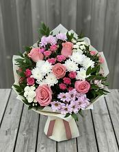 Букет цветов из:  Альстромерии, Гвоздики, Розы и Хризантемы #REPLACE_PRED# Курумоч