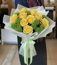 Букет цветов из:  Хризантемы и Розы в Курумоч