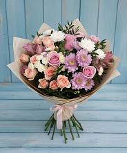 Букет цветов из:  Хризантемы, Розы и Альстромерии в Курумоч