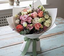 Букет цветов из:  Розы, Лизиантусы и Гвоздики #REPLACE_PRED# Курумоч