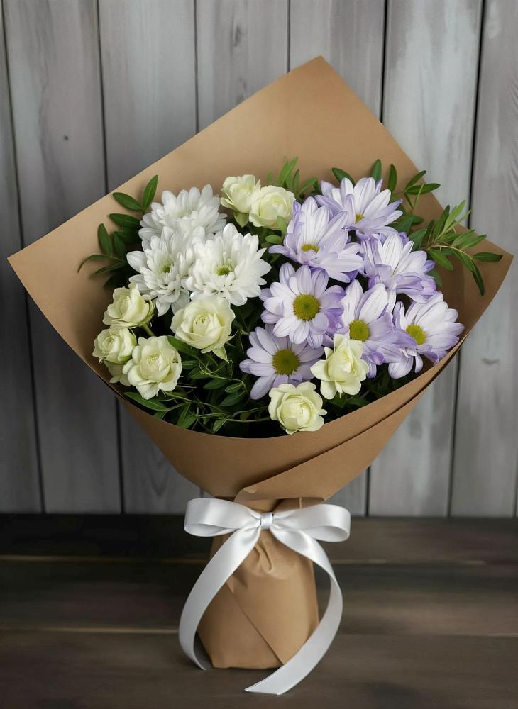 Букет цветов из: Хризантемы и Розы в Курумоч